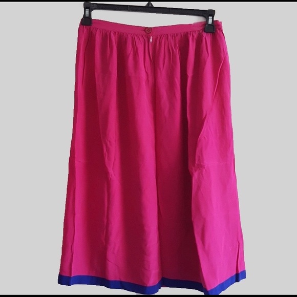 Fuchsia Silk Colorblock Skirt by Argenti - L - Picture 2 of 9